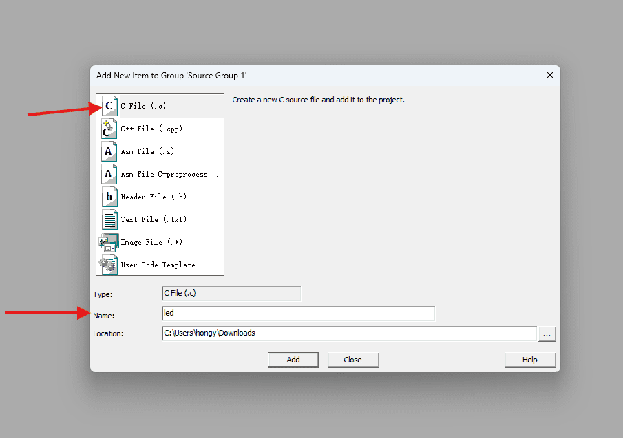 Add .c file to the group