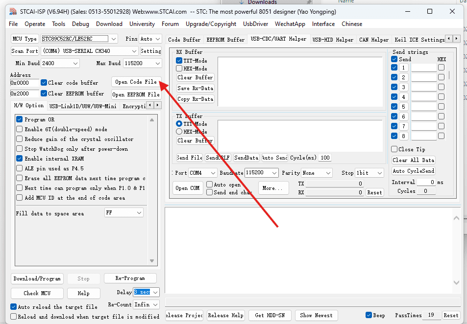 Choose HEX file